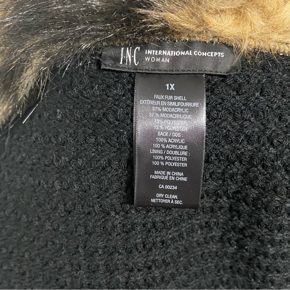 INC International Concept women brown tone faux fur and knit vest. Size 1X. Used - Picture 6 of 7
